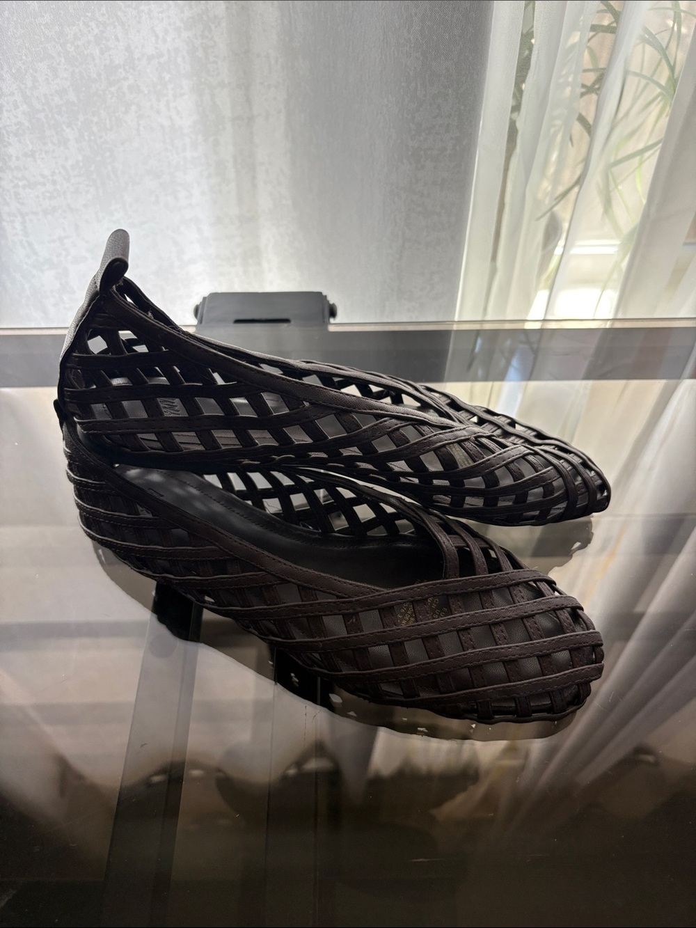 H&M Black Woven Slingback Mules
